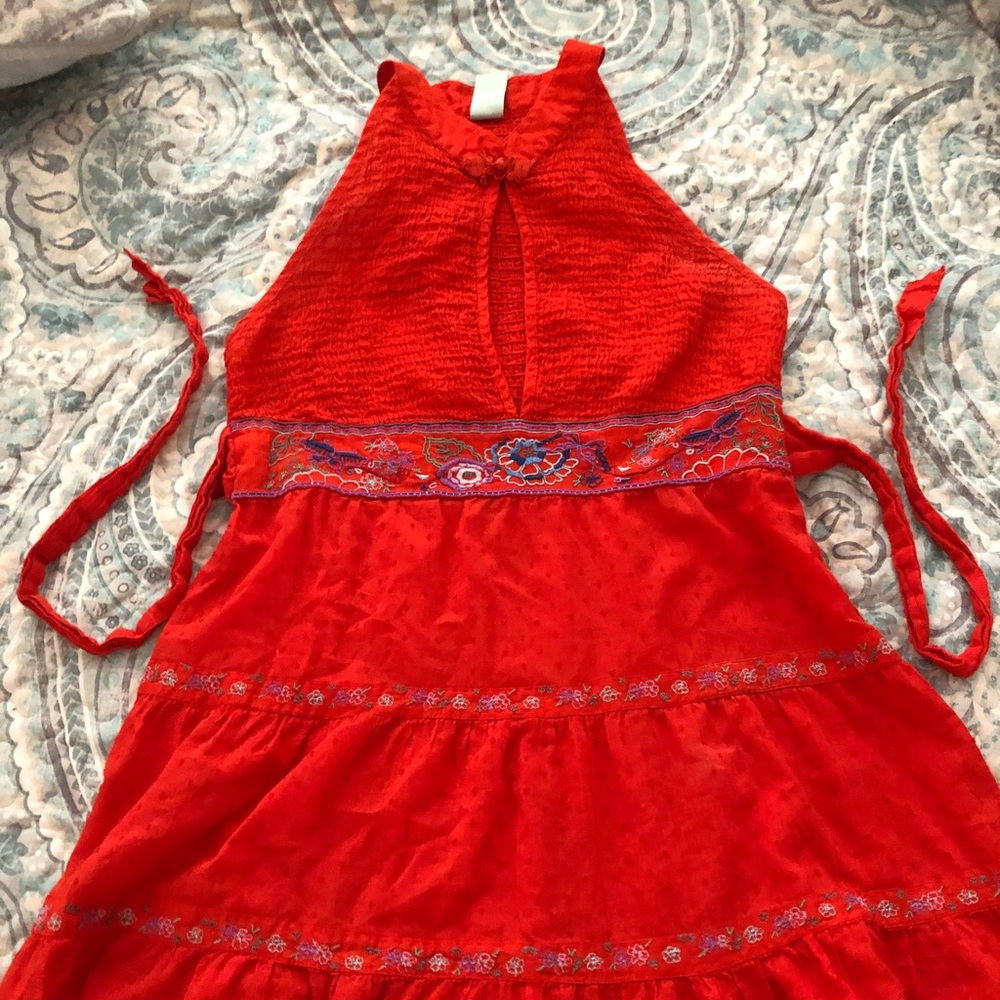 Free People Red embroidered top size 10